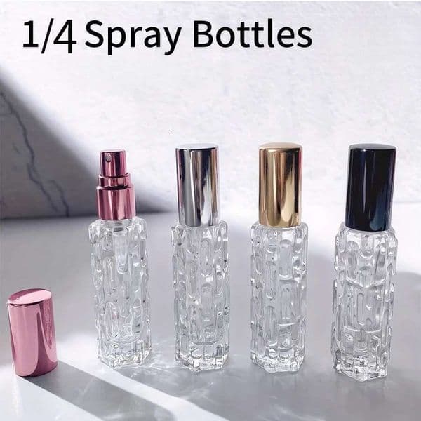 10Ml Rose Gold Perfume Spray Bitter Melon Patterned Transparent Glass Bottle Portable High-End Gifts Black Siery