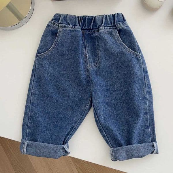Toddler Boy School Pants Solid Color Spring Autumn Children Clothing Vintage Kids Jeans New Arrival Z250220