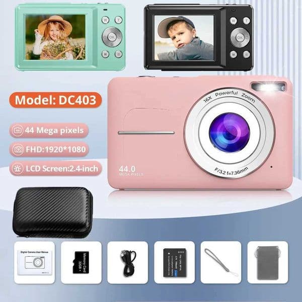 HD 1080P 2.4 inch digital Camera Rechargeable Cameras with 16x Zoom Compact Camera 44MP Cameras for kids Beginner Camera Z250220