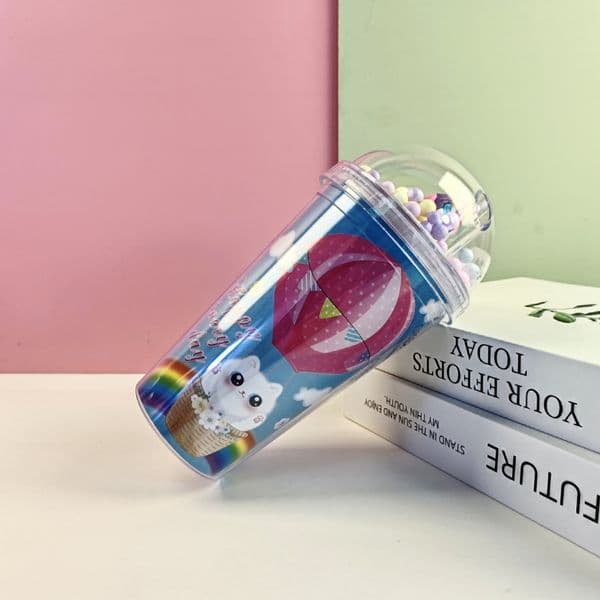 15oz Unicorn Plastic Tumbler With Straw Colorful Lid Reusable Kids Travel Drink Cup