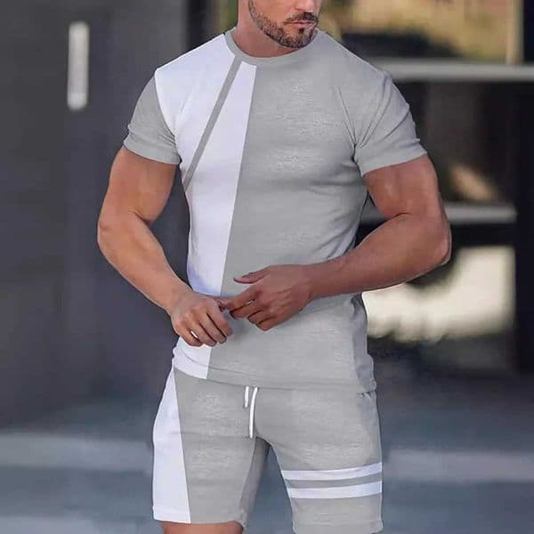 New summer street mens sportswear mens oversized clothing 3D printed T-shirt mens simple clothing fashion set W250221