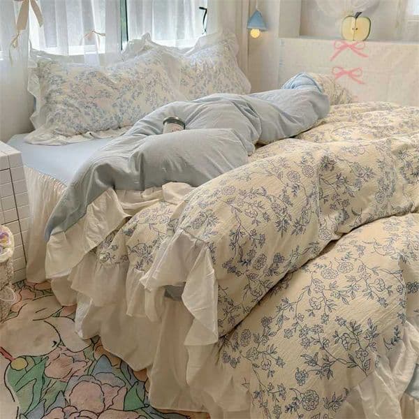 Korean Style Bedding Set with Pillowcase bed sheet Single Full Size Bed Linen Duvet Cover Set Queen/King Double Comforter CoverXJ250220