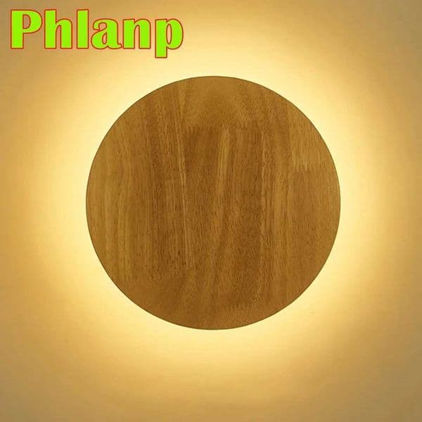 Phlanp Modern Nordic Interior Wooden Wall Lamp Eclipse Bedroom Bedside Aisle Design Round Japanese Round Led Wall Lights Z250220