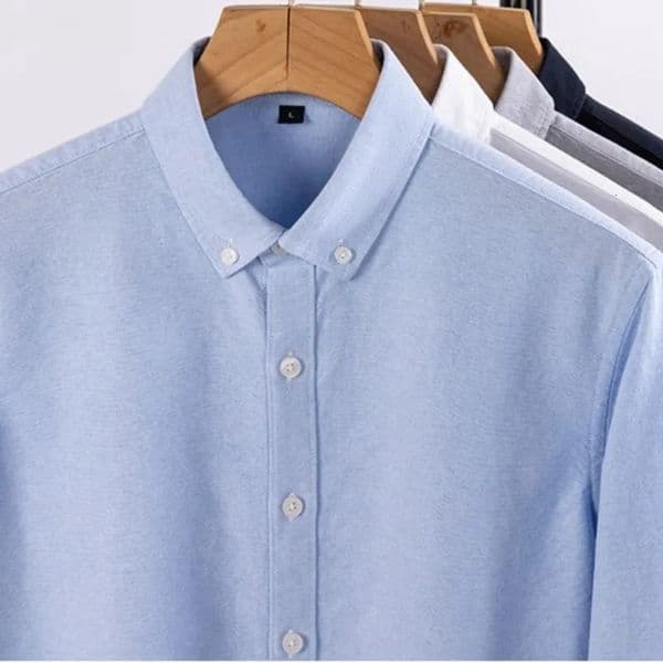 Four Seasons Oxford Knitted Cotton Mens Long Sleeve Business Formal Shirt Tools Advanced Premium 250222