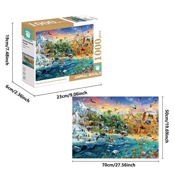 1000 Pieces Animal World Jigsaw Puzzles for Adults Home Decor Games Family Fun Floor Puzzles Educational Toys for KidsL2605184AN6