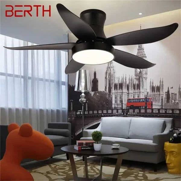 BERTH Modern Fan Light LED Luxury Living Room Dining Room Bedroom Research Ceiling Fan Light Remote Electric Fan Light Z250220