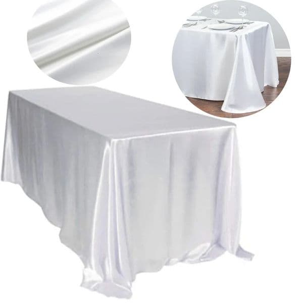 Rectangle Satin Tablecloth Wedding Table Cloth White Christmas Baby Shower Birthday Events Banquet Decor Dining Table Boda 250218