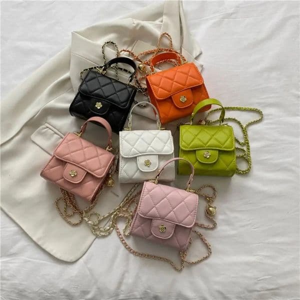 Plaid Shoulder Bag Pu Leather Chain Handbag Strap Crossbody Women 250218BJ