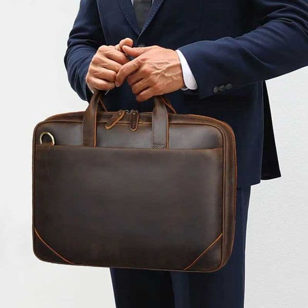 Luufan leather mens briefcase is suitable for 15.6-inch laptops business handbags daily work handbags cowhide leather mens computer bags Z250418