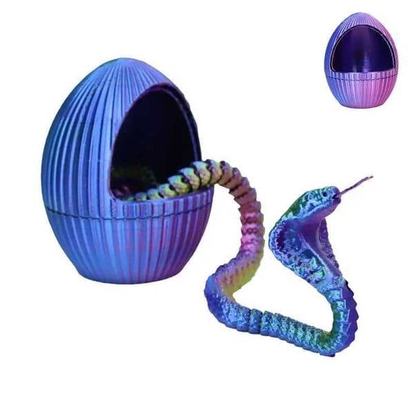3D Printed Snake With Egg Animal Egg 3D Printed Snake With Gear Egg Flexible Animals Cute Egg Figure For Desk Decoration Z250220