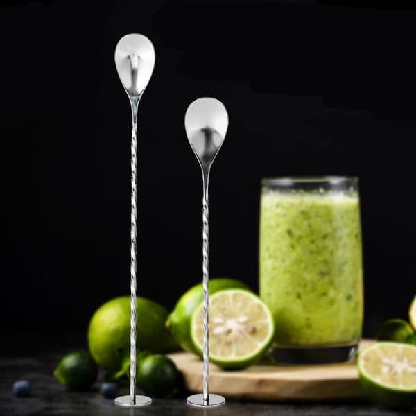 30cm Stainless Steel Stir Bar Spoon Mixing Ounces Cocktail Long Handle Spoon Teadrop Spoon Bar Spiral Pattern Bartender Tools 250217