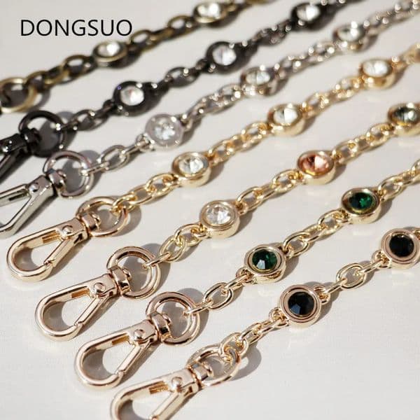 er chain strap Decoration blue stone black metal chain handbag bag purse replacement Accessories Hardware quality 250217BJ