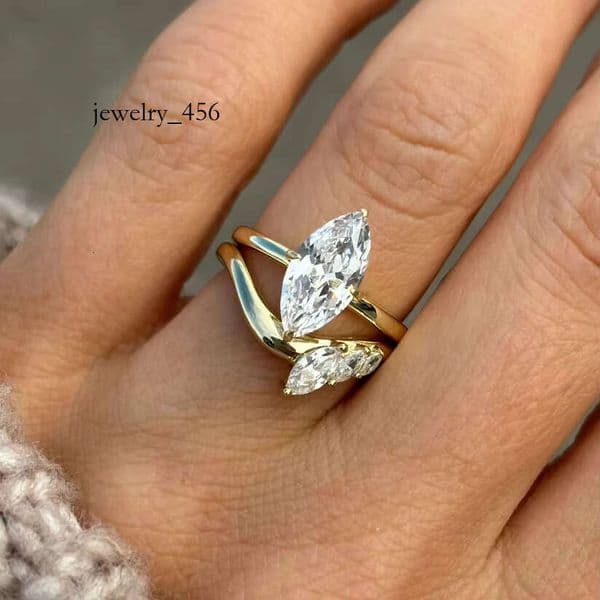 Marquise Cut Sterg Sier Engagement for Women VVS Moissanite Wedding Promise Rings
