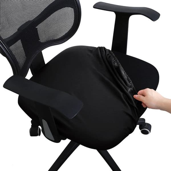 PU leather universal office chair cover dust-proof furniture protector computer chair sliding chair cover extendable black 250222