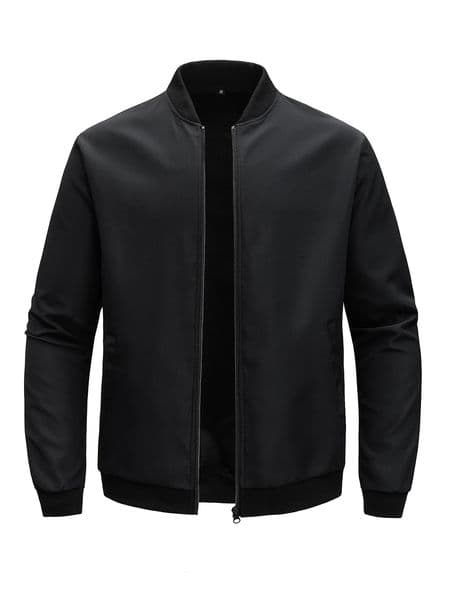 2024 Spring and Autumn Baseball Collar Short Loose Solid Color Jacket Mens Business Casual Thin Coat Trend 250213