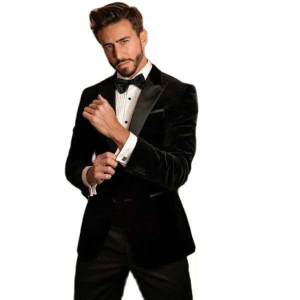 Velvet Suit Jacket for Men Slim Fit 1 Piece Formal Peak Lapel Groom Blazer for Groomsmen Wedding Tuxedo Single Breasted Male Suit Coat