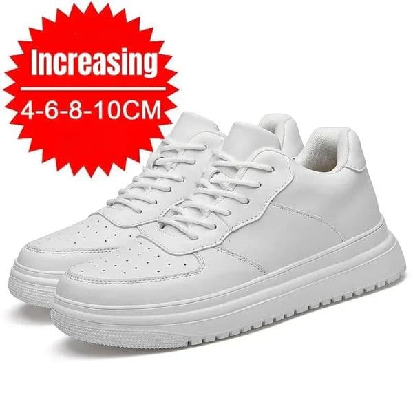 PDEP Height Increasing Shoes for Men 10cm Invisible Elevator Sneakers White Leathe Sport Zapatillas De Hombre Big Size 250221
