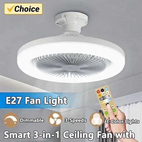 2-in-1 Three-speed Mode LED Fan Light LED Lamp Bead E27 Screw Fan Light Remote Control Wall Control Bedroom Light Fan Ceiling Z250220