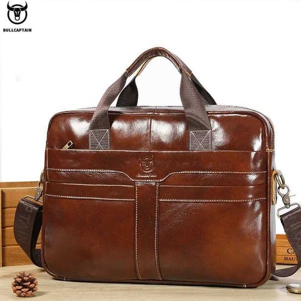 BULLCAPTAIN Leather Laptop Bag Top Layer Leather 15 Laptop Bag Mens Laptop Briefcase Work Business Travel Bag 053 Z250220