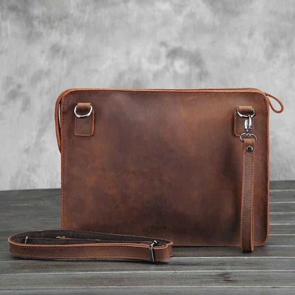 2024 Genuine Briefcase Fashionable Men Leather Business Laptop Bag crazy horse 100% genuine leather mens laptop messenger Z250220