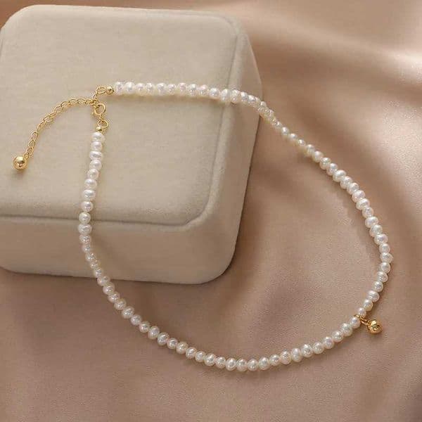 Elegant White Imitation Pearl Gold Color Bead Choker Clavicle Chain Necklace For Women Wedding Jewelry Collar New TrendXJ250222