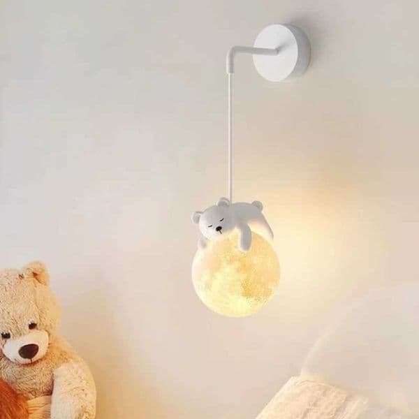 Cute Childrens Room Bedside Wall Lamps White Bear White Rabbit Lamp Nordic Simple Boy Girl Bedroom Baby Room Decor Wall Lights Z250220