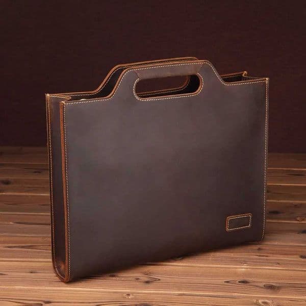 Vintage mens leather shoulder bag Crazy Horse leather crossbody mens tote top layer cowhide business briefcase Z250220