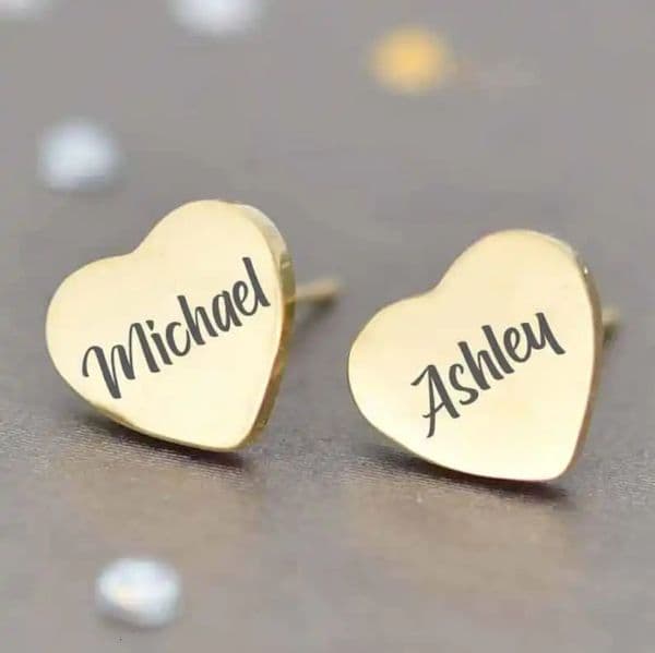 Personalized Stainless Steel Name Earrings Initials Custom Engraved Stud for Women Couple Gift 2024 250218