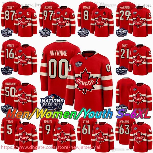 Custom S-6XL 2025 4 Nations Face-Off Canada Hockey Jersey National 9 Sam Bennett 71 Anthony Cirelli 8 Cale Makar 87 Sidney Crosby 97 Connor McDavid Brandon Hagel Jerseys