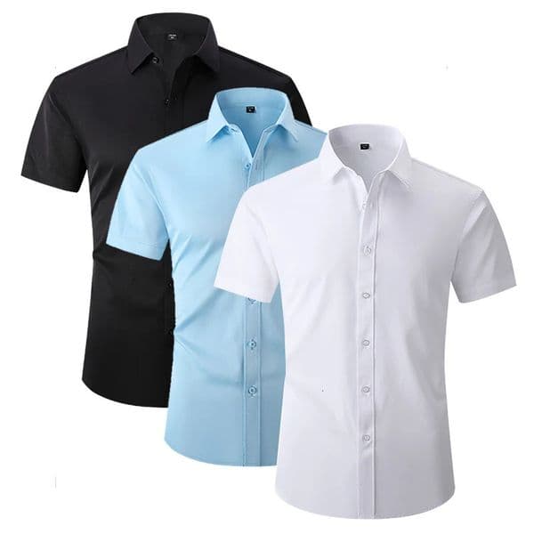Mens solid short sleeved shirt with casual buttons white black US size SXL 250214ZBANJIA