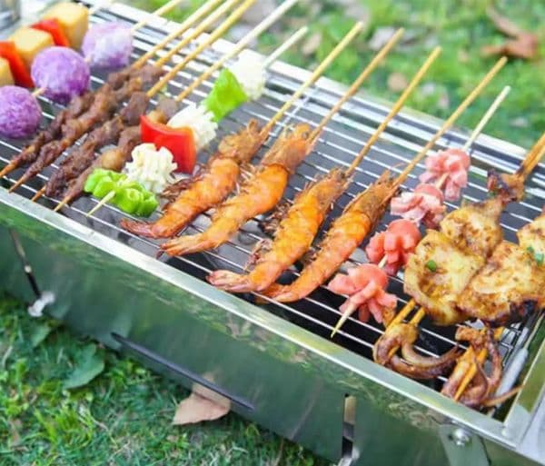 Outdoor stainless steel folding barbecue grill suitable for home and outdoor use charcoal barbecue grill portable folding barbecue grill 250222BJ