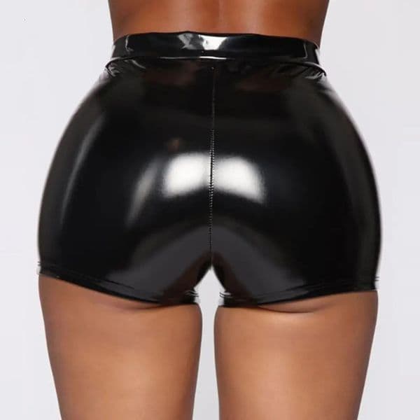 Fashionable Workout Shorts Portable Glossy Surface Slim Faux Leather Workout Shorts Women Shorts Easy to Clean 250214