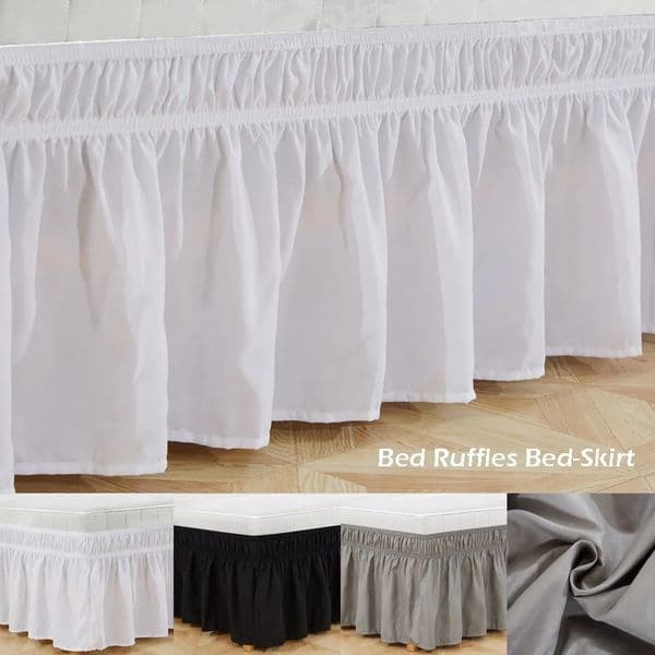 Elastic Bed Ruffles Bed Skirt Soft Comfortable Wrap Around Fade Resistant Solid Color Bed Skirts Twin Full Queen King Size 250218