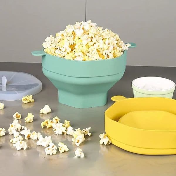 Silicone Popcorn Maker Popper Collapsible Microwavable Bowl Air Popper Popcorn Bowls for Family Movie Night Christmas 250218