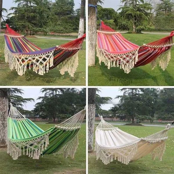 Ins Fringe Hammock Outdoor Camping Canvas Indoor Single and Double Leisure Fringe Swing Anti-roll Camping Swing Chair X250224