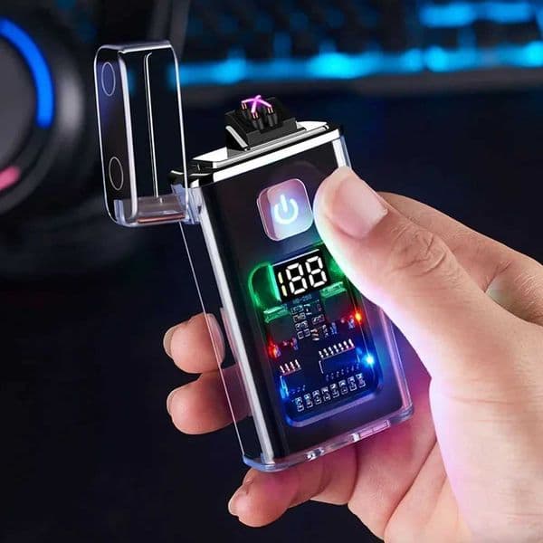 Stylish USB Rechargeable Electric Lighter Cool Windproof Dual ARC Plasma Lighters for Men Outdoor Camping Gadgets Fire StarterT250224