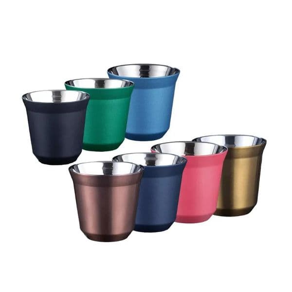 80ml Double Wall Stainless Steel Espresso Cup Nespresso Pixie Insulation Coffee CupShape Cute Capsule Thermo Cup Coffee Mugs 250222