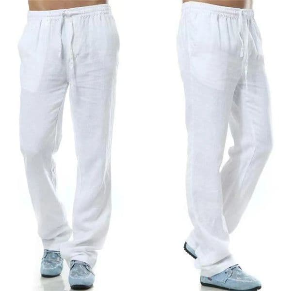 Mens Cotton Linen Pants Male Autumn Breathable Solid Color Linen Trousers Fitness Streetwear Back With Pocket 250214
