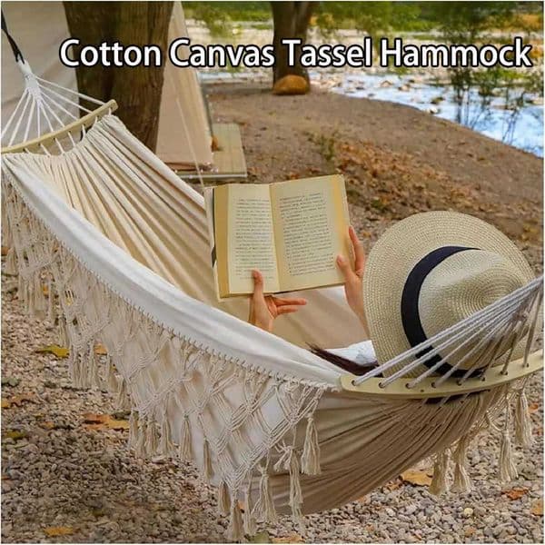2 Person Hammock Large Brazilian Macrame Bohemia Tassel Hammock Swing Net Chair Outdoor Camping Hammock Out/Indoor Hanging Swing X250224