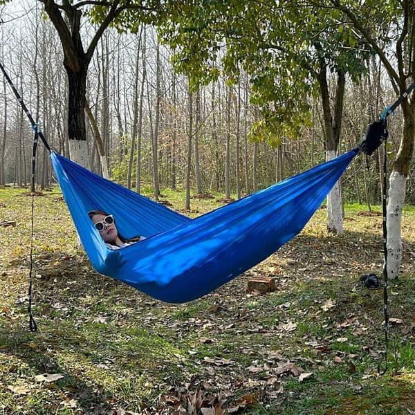 Professional Camping Hammock 260*140cm Double Portable Nylon Safety Parachute Hammock With 2 Tree Straps Travel Adventure Kit X250224