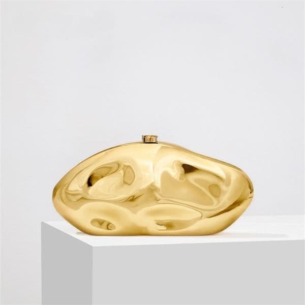 Fashion Acrylic Egg Shape Clutch Bag for Wonen Gold Silver Evening Party Bag Shinny Metal Box Shoulder Crossbody Bags2024 250122