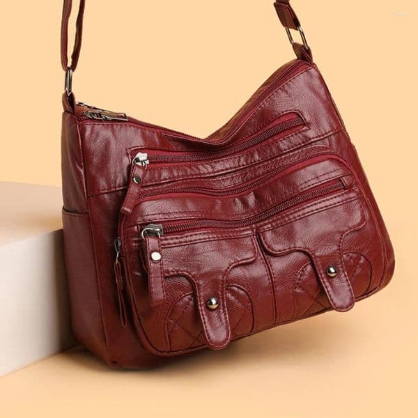 Drawstring 2025 High Quality Women's Bags Retro Pu Leather Luxury Purses And Handbags Designer Multi-pocket Ladies Shoulder Crossbody