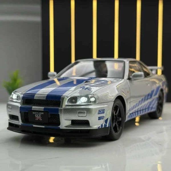 Wild Speed 1/24 Nissan Skyline GT-R R34 Alloy Car Model 1/32 JDM Collective Miniature Car Diecast Toy Vehicle Boy Home Decor Z250224
