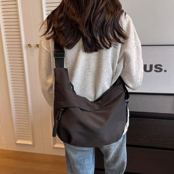 Casual Canvas Crossbody Bag for Women Black Shoulder Bags Large Capacity Tote Men Travel Shopping 2024 250221