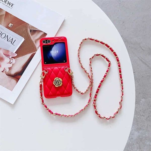 Crossboby Phone Case for Galaxy Z Flip 6 5 4 3 Flip5 Flip4 Flip3 5G Chain Cord Rope Strap Protective Shockproof Cover X250224