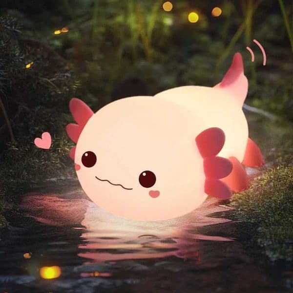 Cute Axolotl Night Light Silicone Nursery Sleeping Lamp Touch Control Nightlights USB Rechargeable Table Lamp for Baby Child Z250225