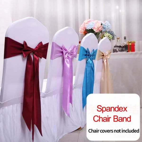 25pcs Satin Spandex Chair Cover Band Ribbons Chair Tie Backs for Party Banquet Decor Wedding Decoration Knot Chair Sashes 250218