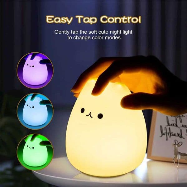 LED Cat Night Light Battery Powered Silicone Cute Animal Nursery Light Color Changing Kids Baby Children Breathing Feeding Lamp Z250225