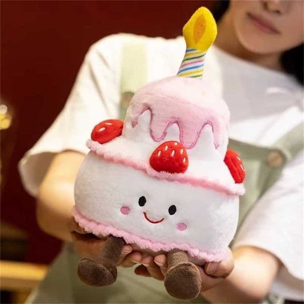 Jelly Cat Strawberry Toys Plush Food Dessert Pillow Cute Sweet Birthday Cake Candle Party Decoration Creative Gifts