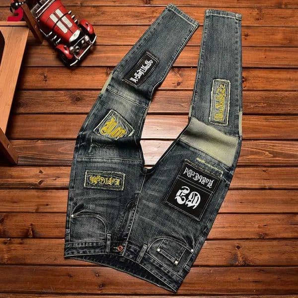 Mens Jeans High-End Jeans Mens Autumn and Fashion Ripped Pat Pu Shuai Embroidered Printed Slim Fit Skinny Stret Pants z250225 Z260608